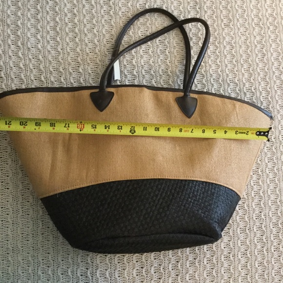 NWT Beach Bag Purse Woven Straw Fiber Lined Black - Picture 8 of 8